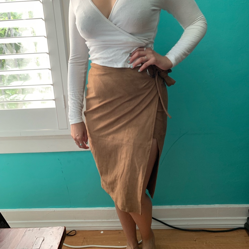 Camel color wrap skirt